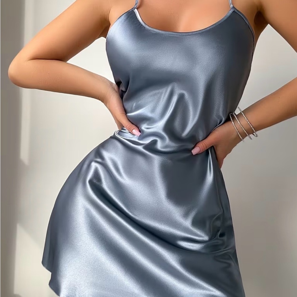 Elegant Satin Chemise in Silver
